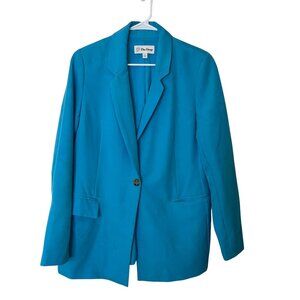 The Drop Womens Turquoise Blazer With Single Button Closure Size M